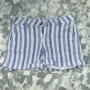 Low Rise Blue/White striped shorts